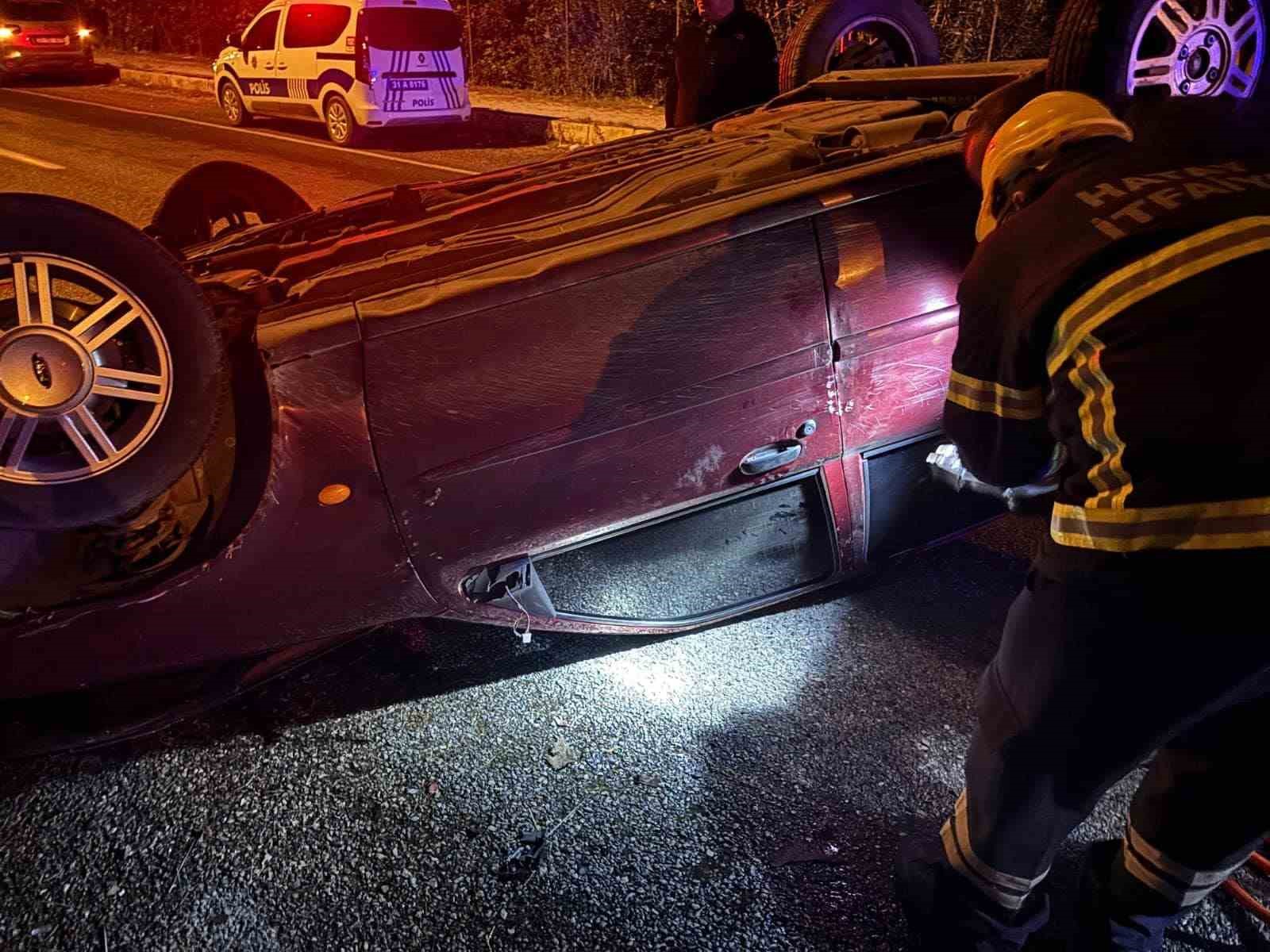 Yolda Ters Dönen Aracın Sürücüsü Hastanelik